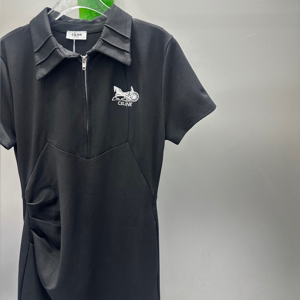 Celine Black Tight-Sleeved Waist-Piercing Dress - Picture 5 of 8